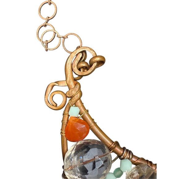 High End Boutique Handmade Stone and Copper Statement Necklace - Picture 10 of 12